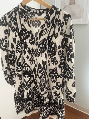 Zara Black and White Printed Mini Dress